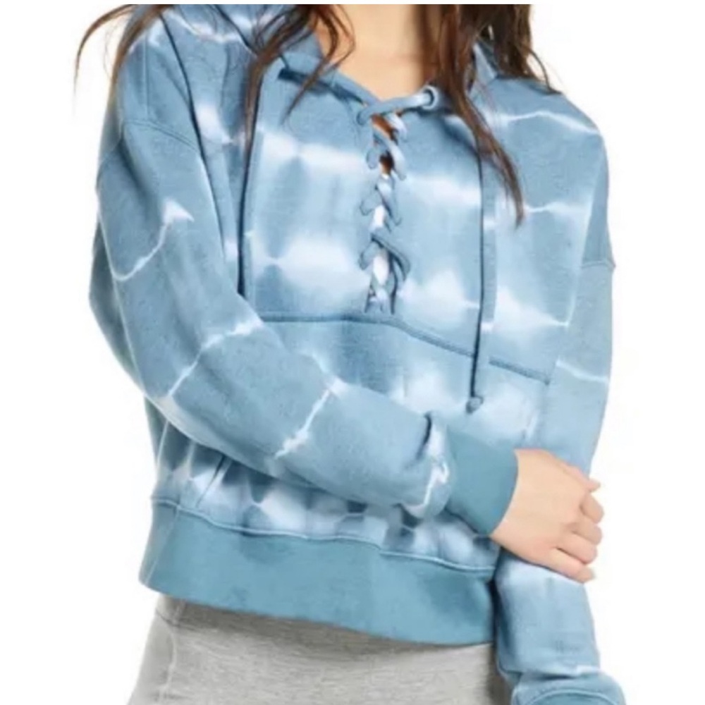 FP Movement Tie Dyed Believer Lace Up Hoodie | Ozark Mist Combo | Size XS